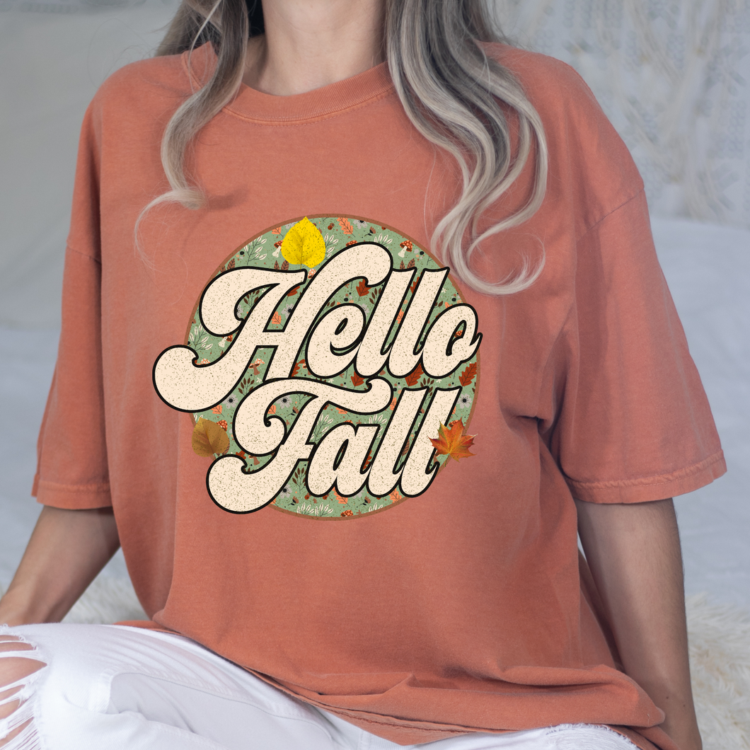 Hello Fall Distressed DTF Print