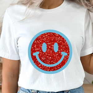 USA Glitter Smiley DTF Print