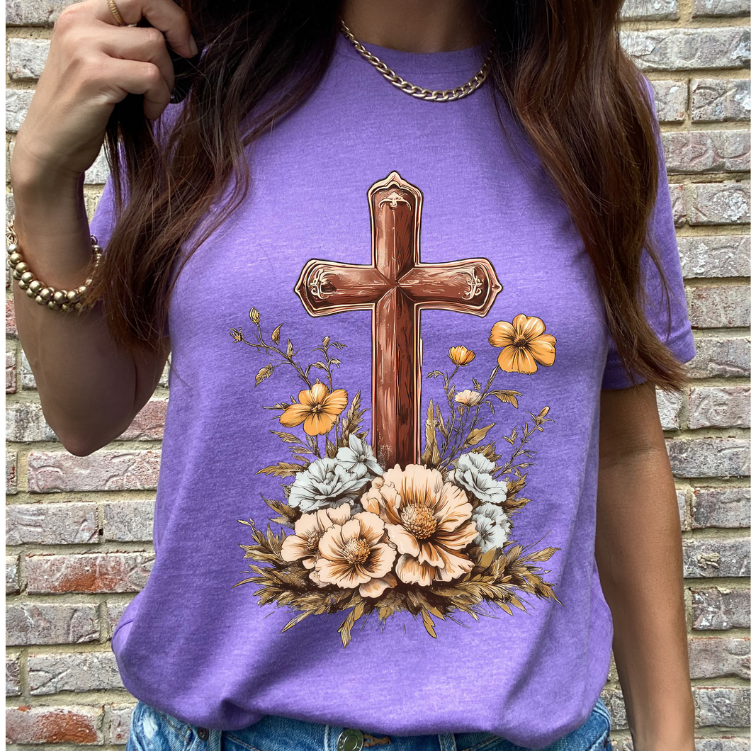 Floral Cross DTF Print