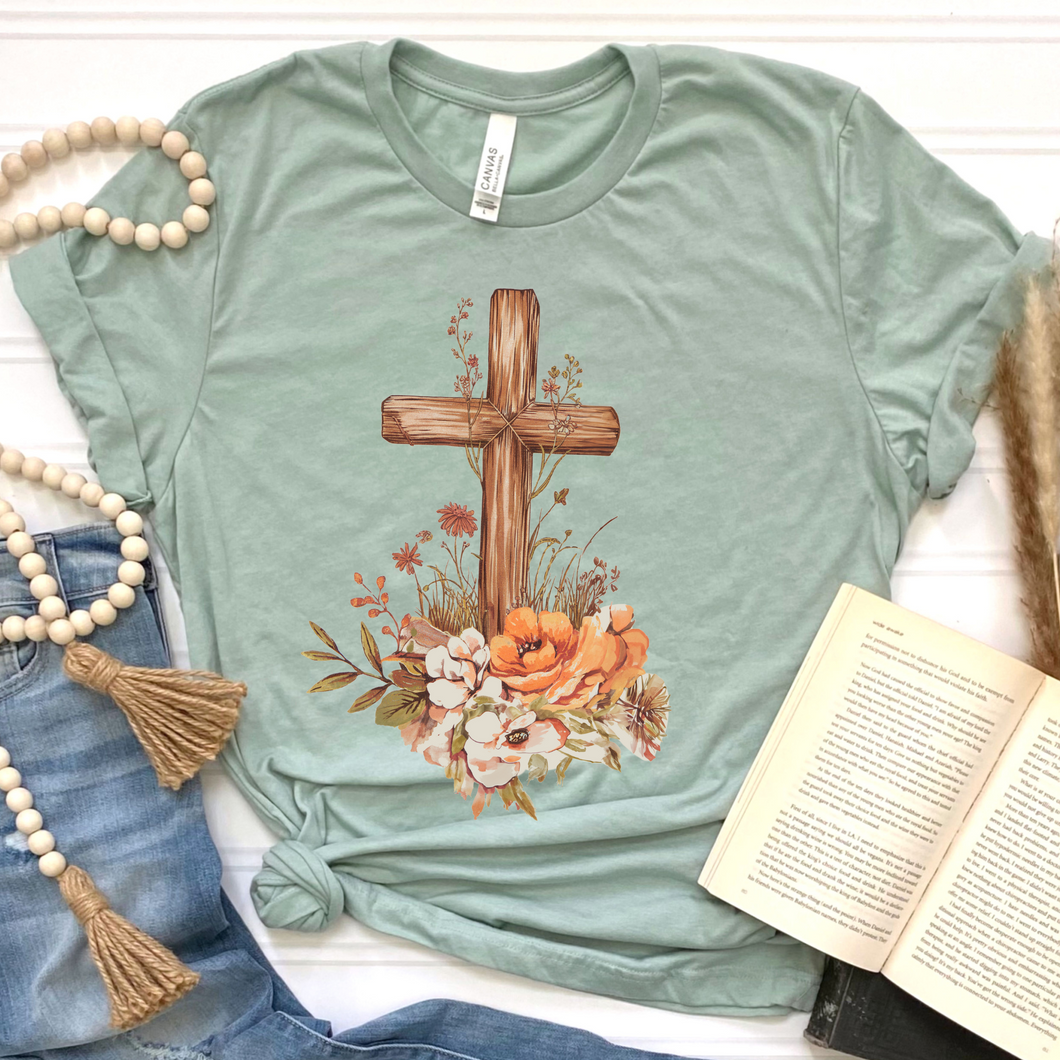 Floral Cross DTF Print