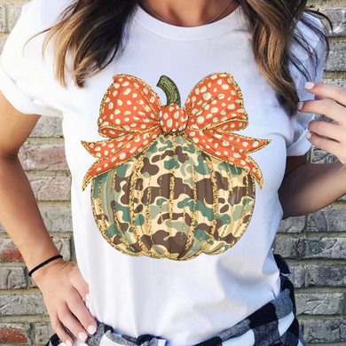 Orange Camo Pumpkin DTF Print