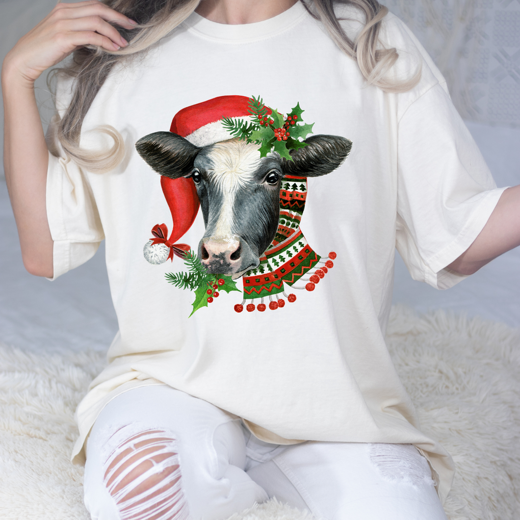 Christmas Cow DTF Print