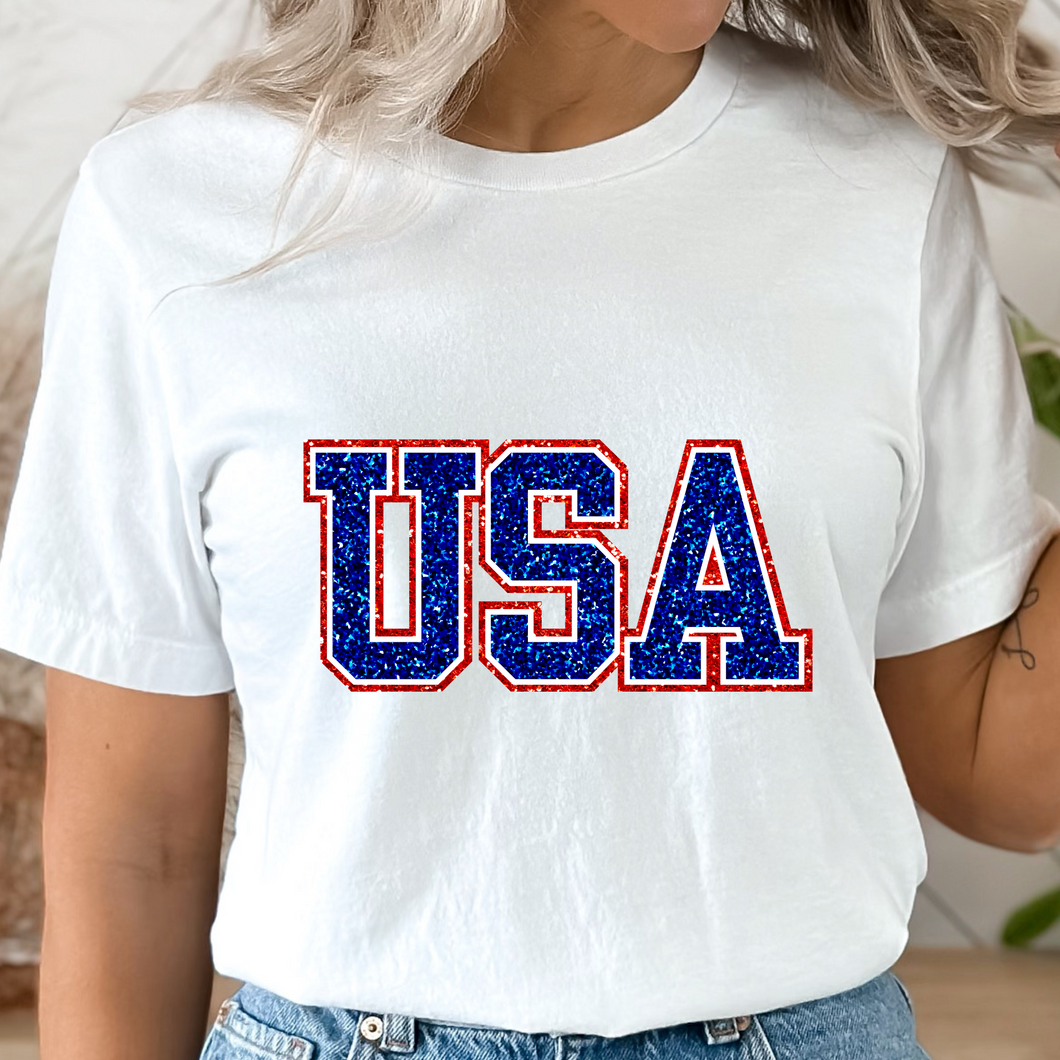 USA Glitter DTF Print