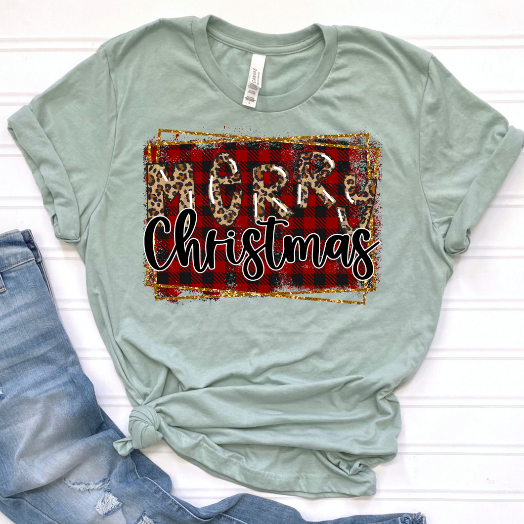 Merry Christmas Plaid DTF Print