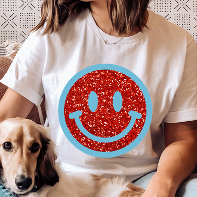 USA Glitter Smiley DTF Print