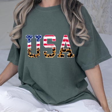 USA sparkle Cheetah DTF Print