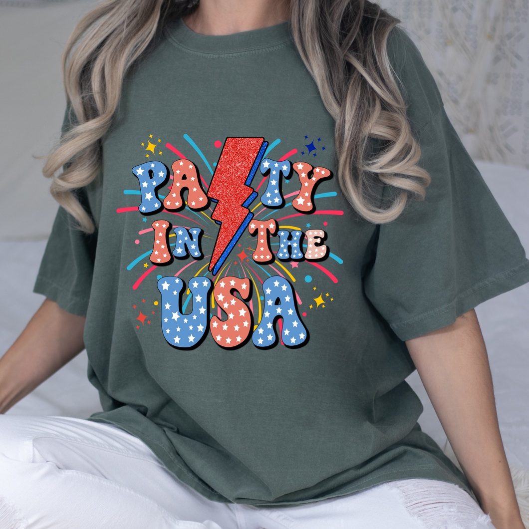 Patriotic Lighting Bolt DTF Print