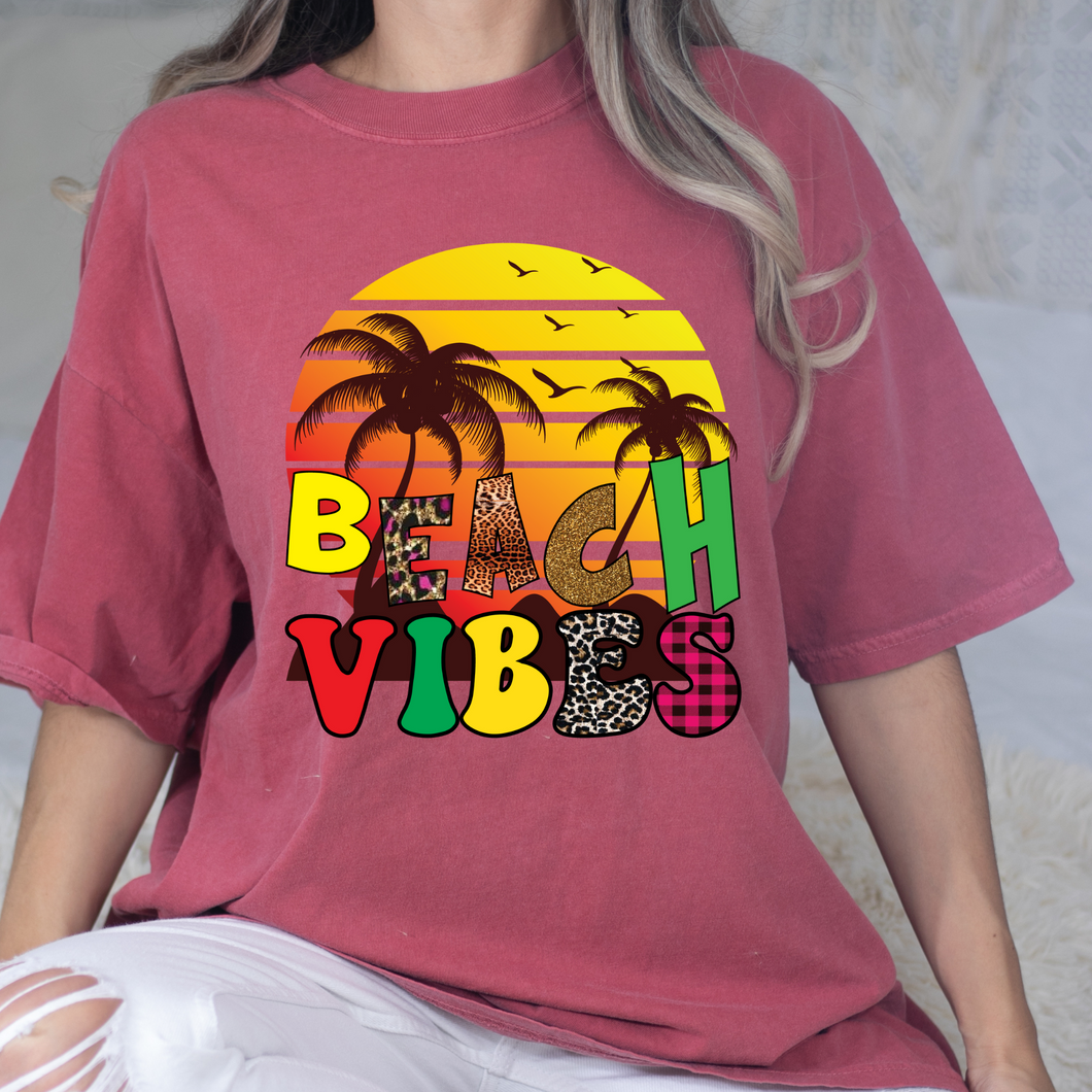 Beach Vibes Sunset DTF Print