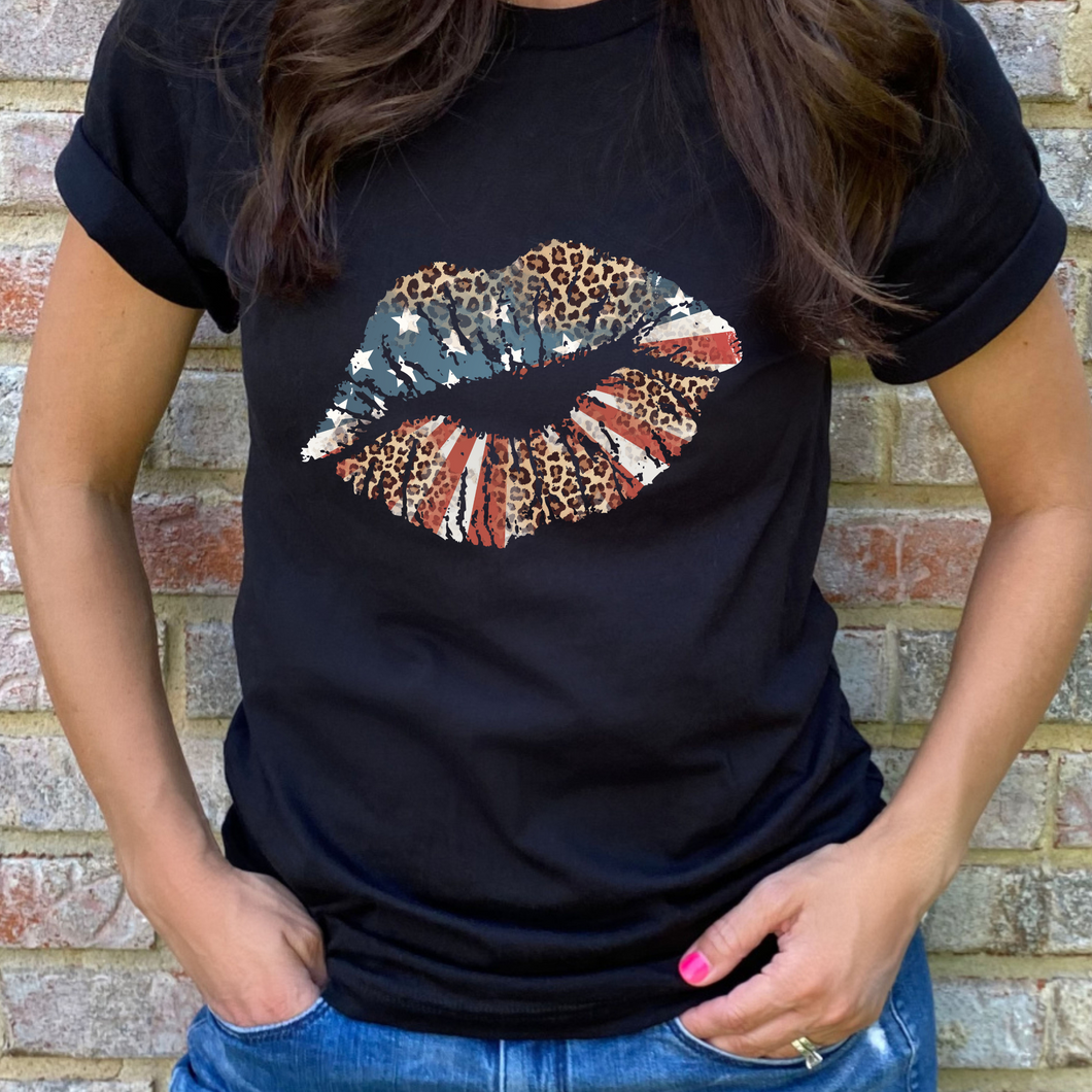 Patriotic Cheetah Print Lips DTF Print