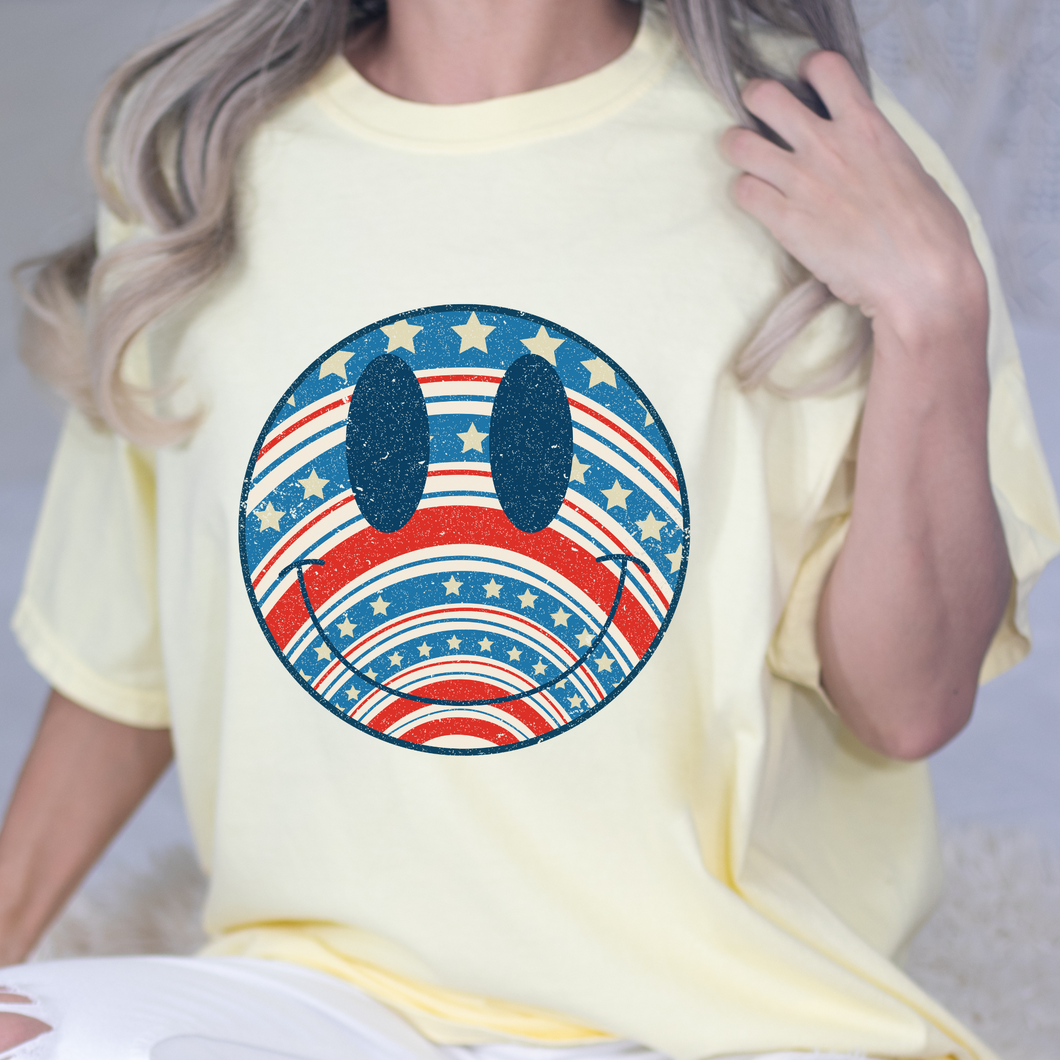 Patriotic Smiley DTF Print