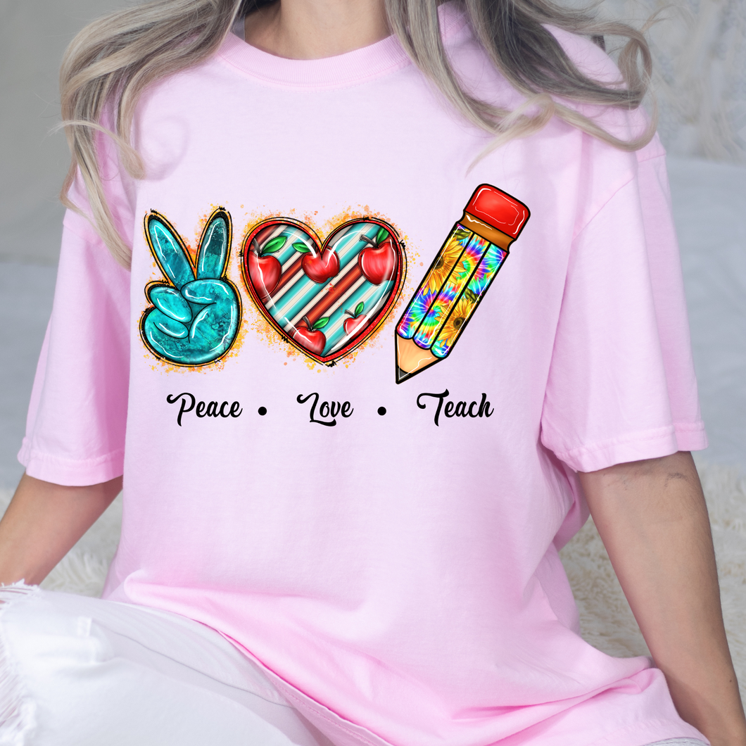 Peace Love Teach 2 DTF Print