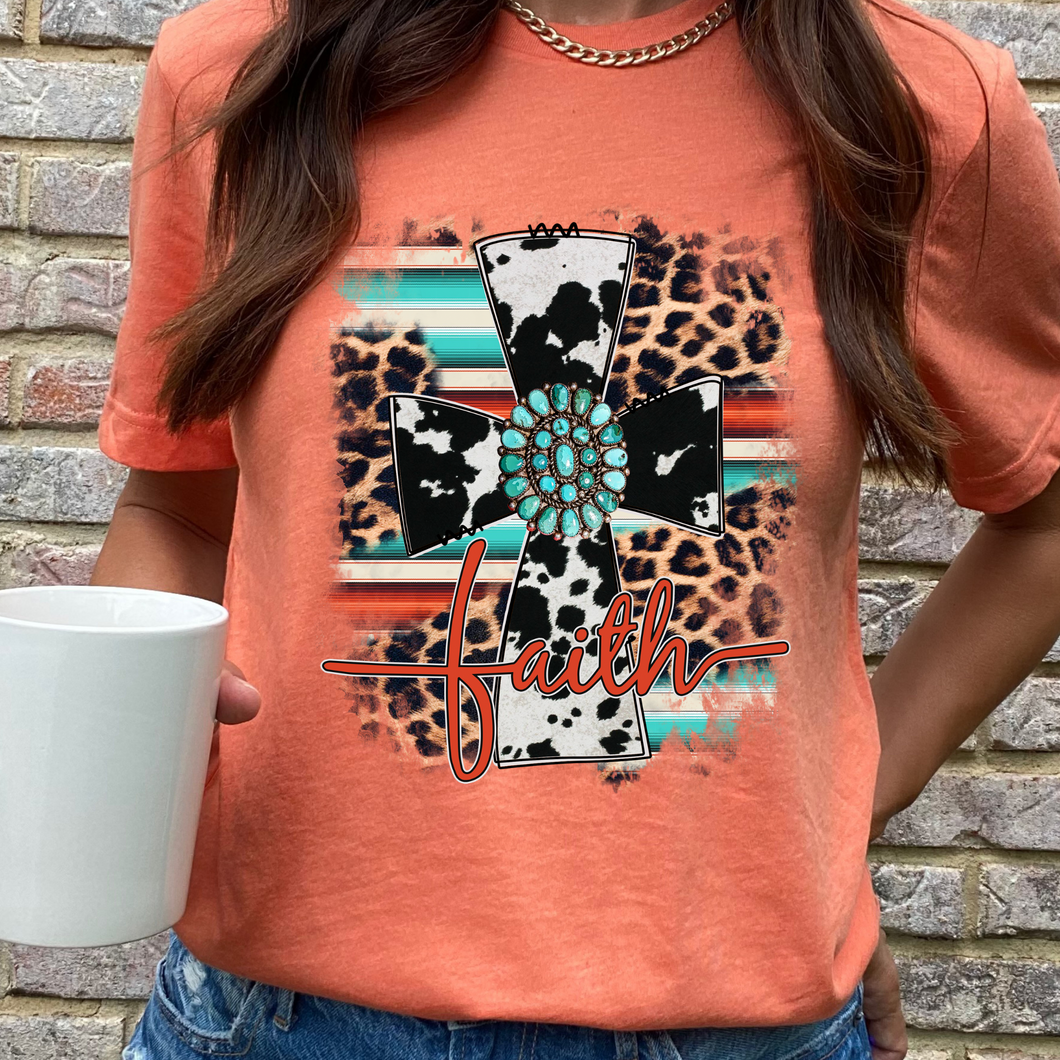 Faith Cow Print Cross DTF Print