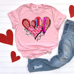 XOXO Colorful Hearts DTF Print