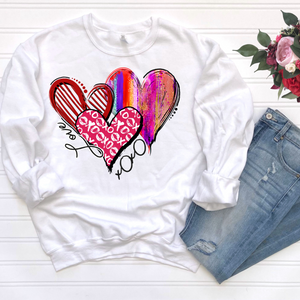 XOXO Colorful Hearts DTF Print