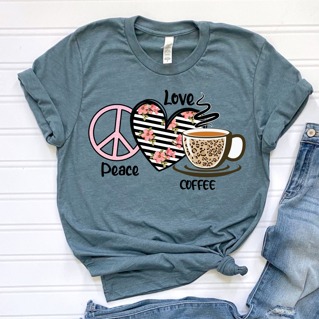 Peace Love Coffee DTF Print