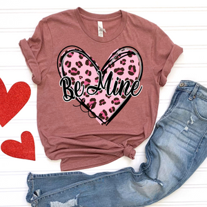 Be Mine Leopard Print Heart Pink DTF Print