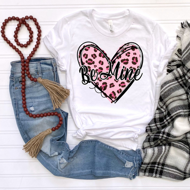 Be Mine Leopard Print Heart Pink DTF Print