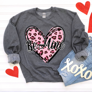 Be Mine Leopard Print Heart Pink DTF Print