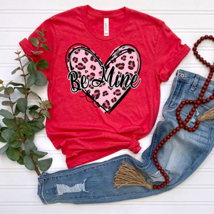 Be Mine Leopard Print Heart Pink DTF Print