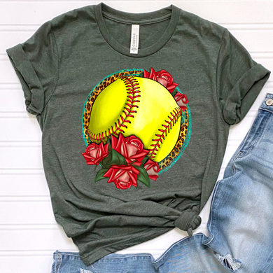 Softball and Roses DTF Print