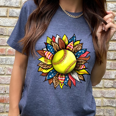 Softball Sunflower DTF Print