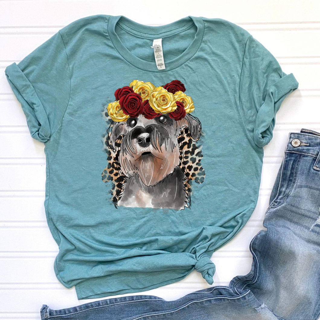 Flower Crown Schnauzer DTF Print